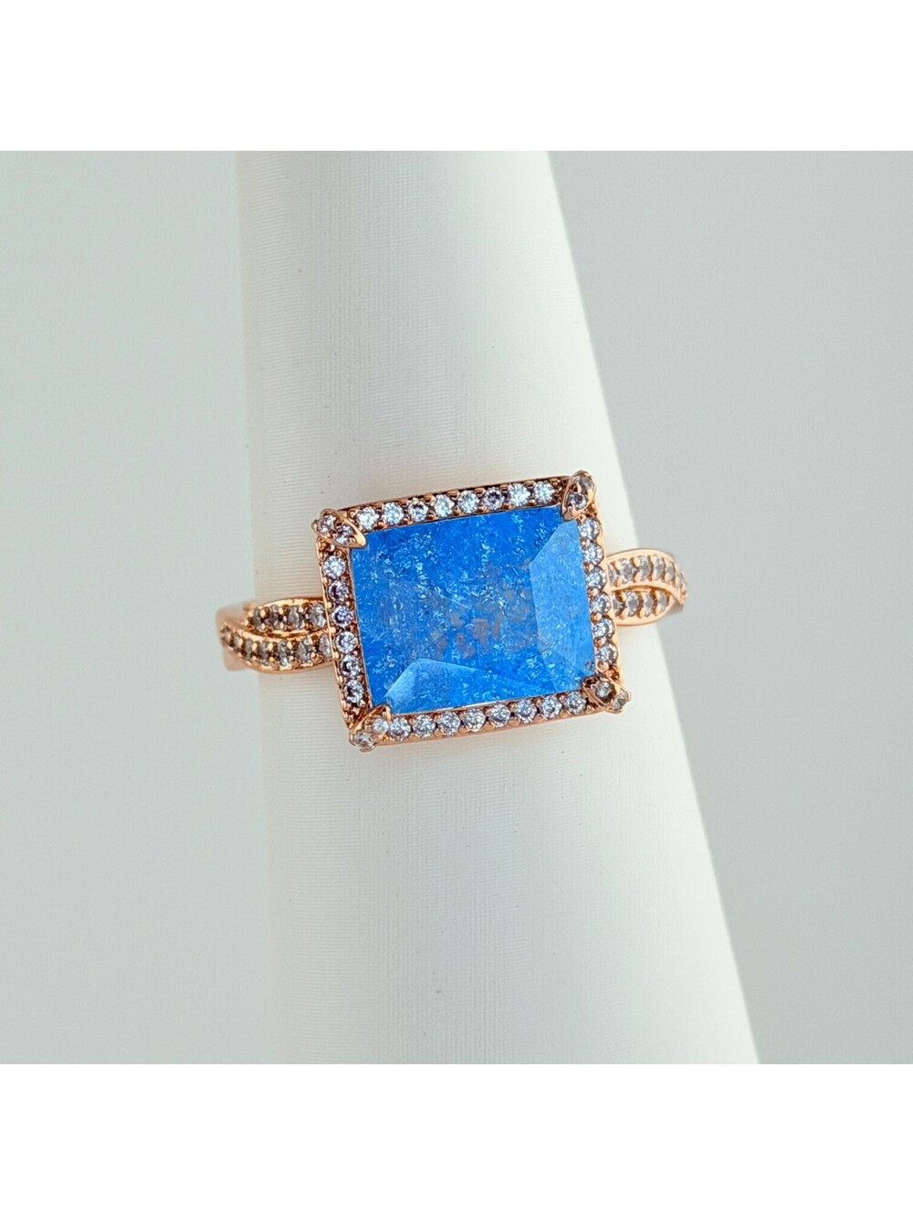Bomb Party Ring Sz 11 "Sky Of Dreams" Blue Topaz Ice on Rose Gold RG78172